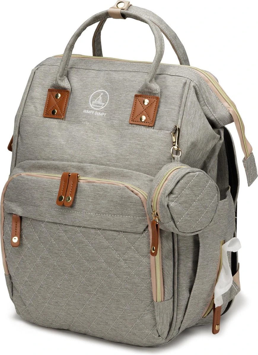 Humpy Dumpy Stijlvolle Luiertas Rugzak (Grijs) Met Uitschuifbaar Verschoon/ Slaap Bedje. Incl. Verschoon Matje, USB Poort & Buggy Straps 2 Humpy Dumpy Stijlvolle Luiertas Rugzak (Grijs) Met Uitschuifbaar Verschoon/ Slaap Bedje. Incl. Verschoon Matje, USB Poort & Buggy Straps - Afbeelding 2