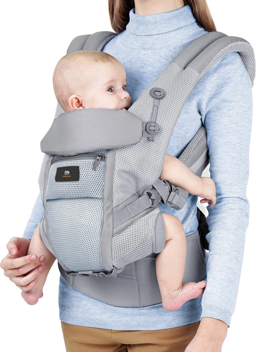 Deryan Ergonomische Draagzak - Buikdrager 4-in-1 Grijs 1 Deryan Ergonomische Draagzak - Buikdrager 4-in-1 Grijs