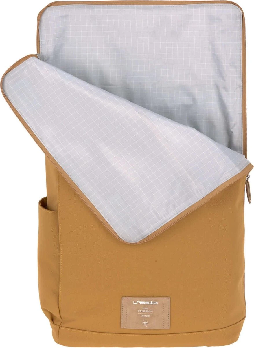 LÄSSIG Luiertas Rolltop Backpack Rugzak Incl Verschoningsmatje - Curry 3 LÄSSIG Luiertas Rolltop Backpack Rugzak Incl Verschoningsmatje - Curry - Afbeelding 3