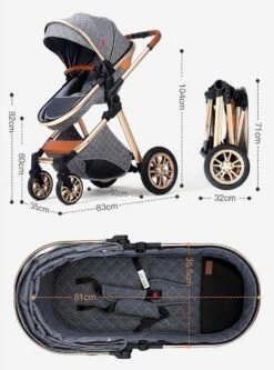 Merkloos Kinderwagen | 3 In 1 Kinderwagen | Luxe Baby Buggy 3 In 1 | Baby Wagen | Kinderwagen Met Autostoel En Wieg | Hoge Kwaliteit | Grijs | Buggy | Kinderwagen 3 In 1 | -Babyproducten Winkel 890x1200 5