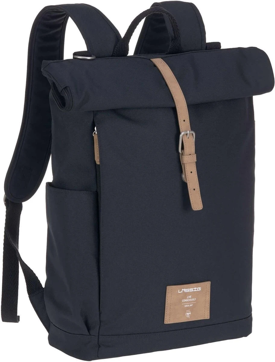 LÄSSIG Luiertas Rolltop Backpack Rugzak Incl Verschoningsmatje - Nacht Blauw 1 LÄSSIG Luiertas Rolltop Backpack Rugzak Incl Verschoningsmatje - Nacht Blauw