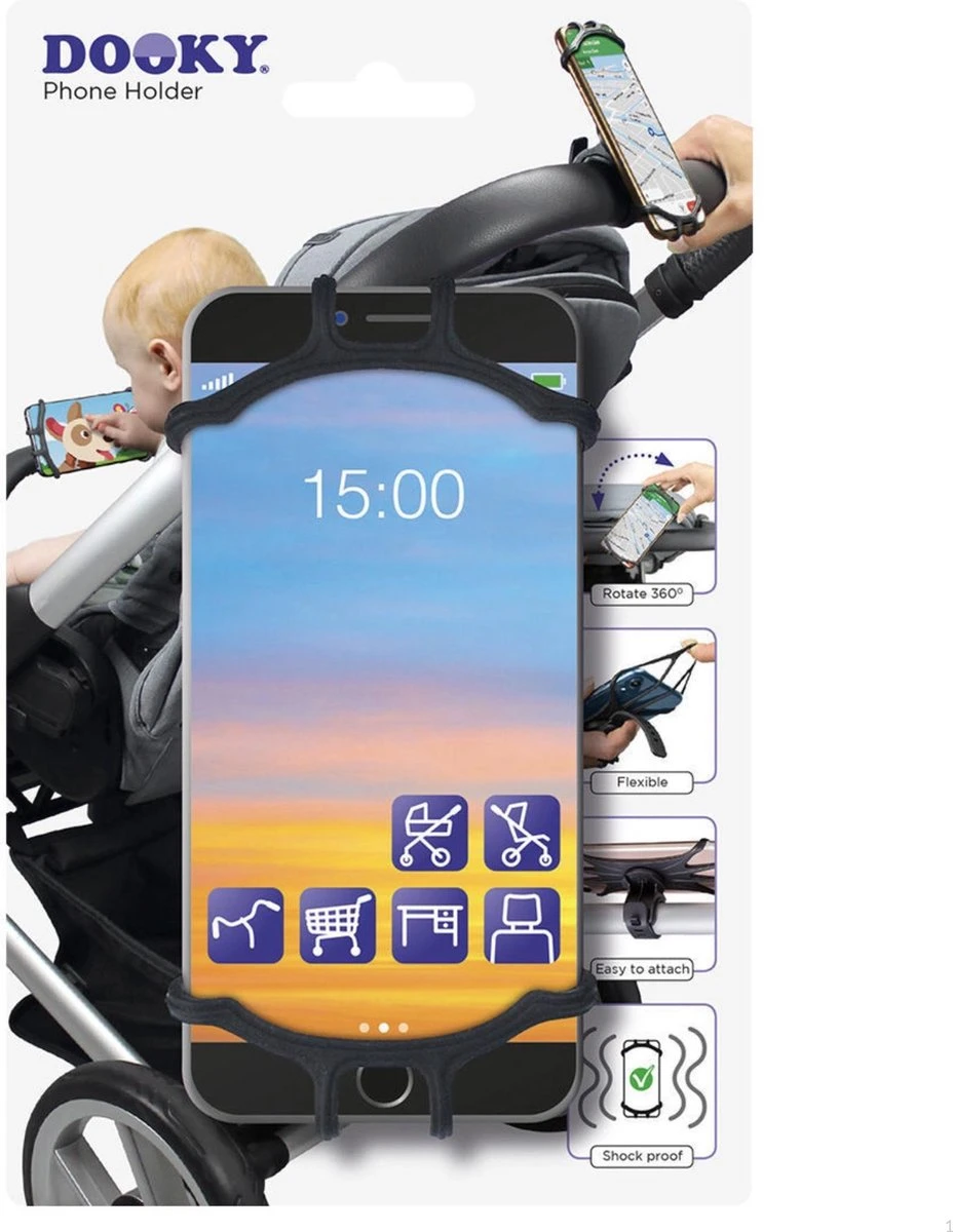 Dooky Telefoonhouder Smartphone Telefoon Houder 360* Rotatie Universeel Kinderwagen Fiets Zwart 13 Dooky Telefoonhouder Smartphone Telefoon Houder 360* Rotatie Universeel Kinderwagen Fiets Zwart - Afbeelding 13