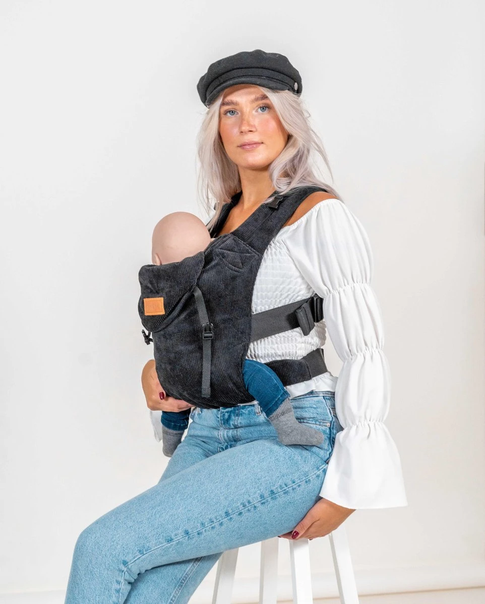 ByKay - Draagzak - Click Carrier Classic - Ribbed Velvet Smoky Black 2 ByKay - Draagzak - Click Carrier Classic - Ribbed Velvet Smoky Black - Afbeelding 2