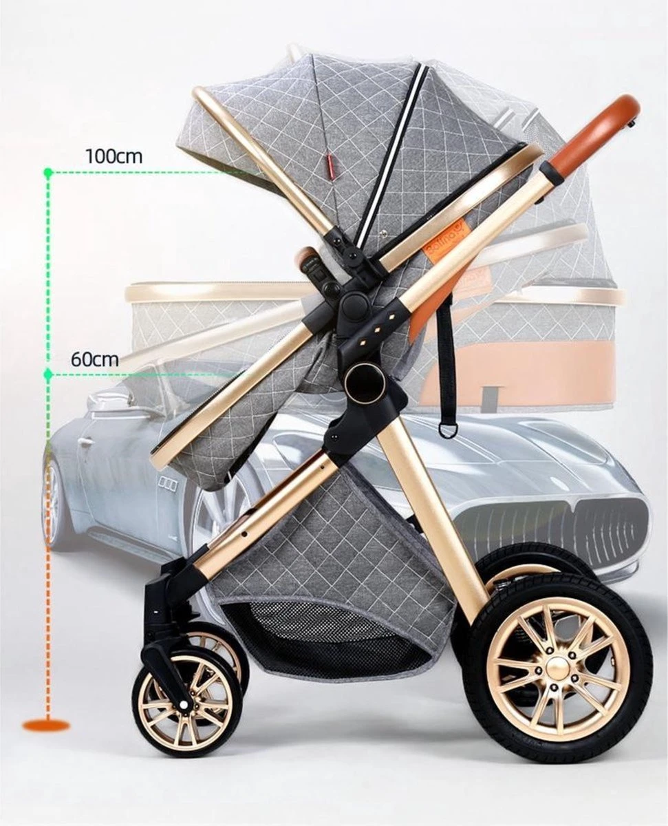 Merkloos Kinderwagen 3-in-1 – Luxe Kinderwagen - Buggy – Wandelwagen - Multifunctioneel – Opklapbaar – Incl Autostoel – Donkergrijs 4 Merkloos Kinderwagen 3-in-1 – Luxe Kinderwagen - Buggy – Wandelwagen - Multifunctioneel – Opklapbaar – Incl Autostoel – Donkergrijs - Afbeelding 4