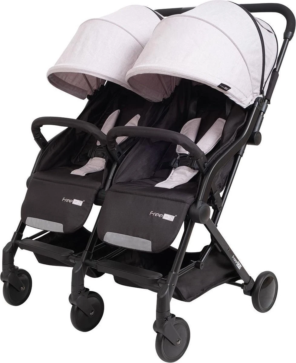 FreeON Duo Buggy City Twin - Luxe Tweeling Wandelwagen - Twin Buggy - Tweeling Buggy - Zwart-Grijs 1 FreeON Duo Buggy City Twin - Luxe Tweeling Wandelwagen - Twin Buggy - Tweeling Buggy - Zwart-Grijs